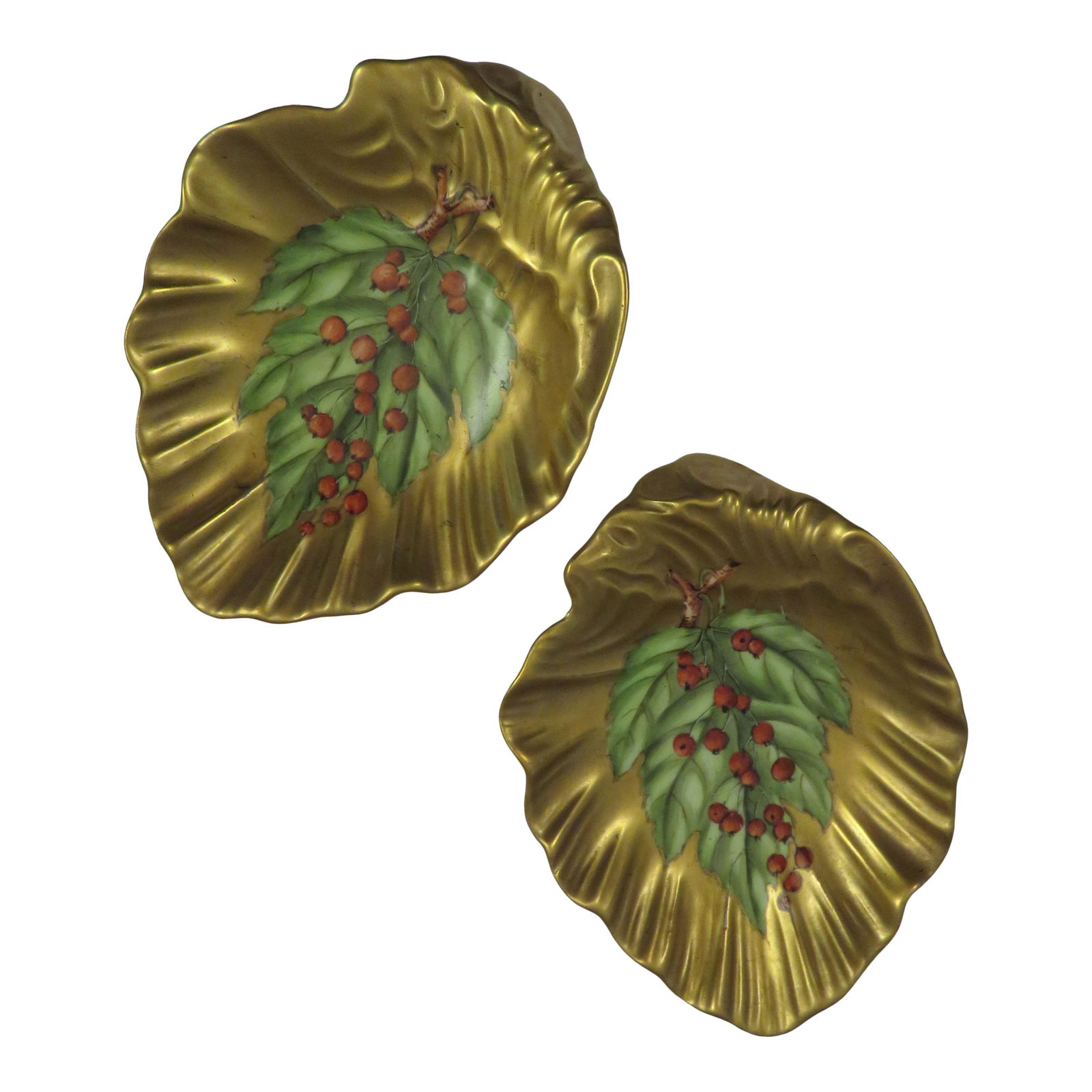 (2) Anna Weatherley Gilt Porcelain Leaf Dishes (1 of 3)