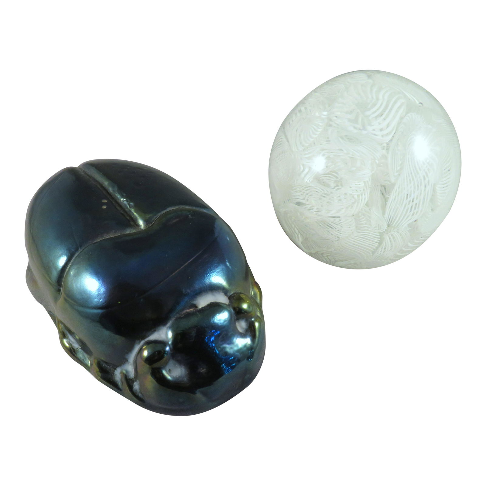(2) Tiiffany Studios Style & Italian Glass Paperweights (1 of 8)