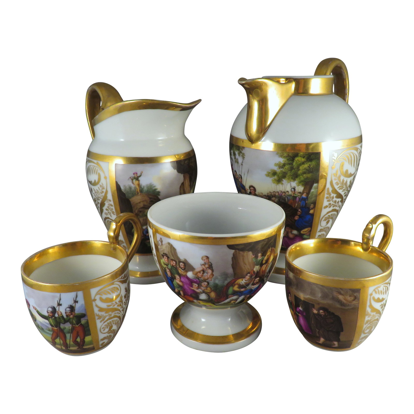 19th Century Paris Gilt Porcelain Scenic Tea Set (1 of 20)