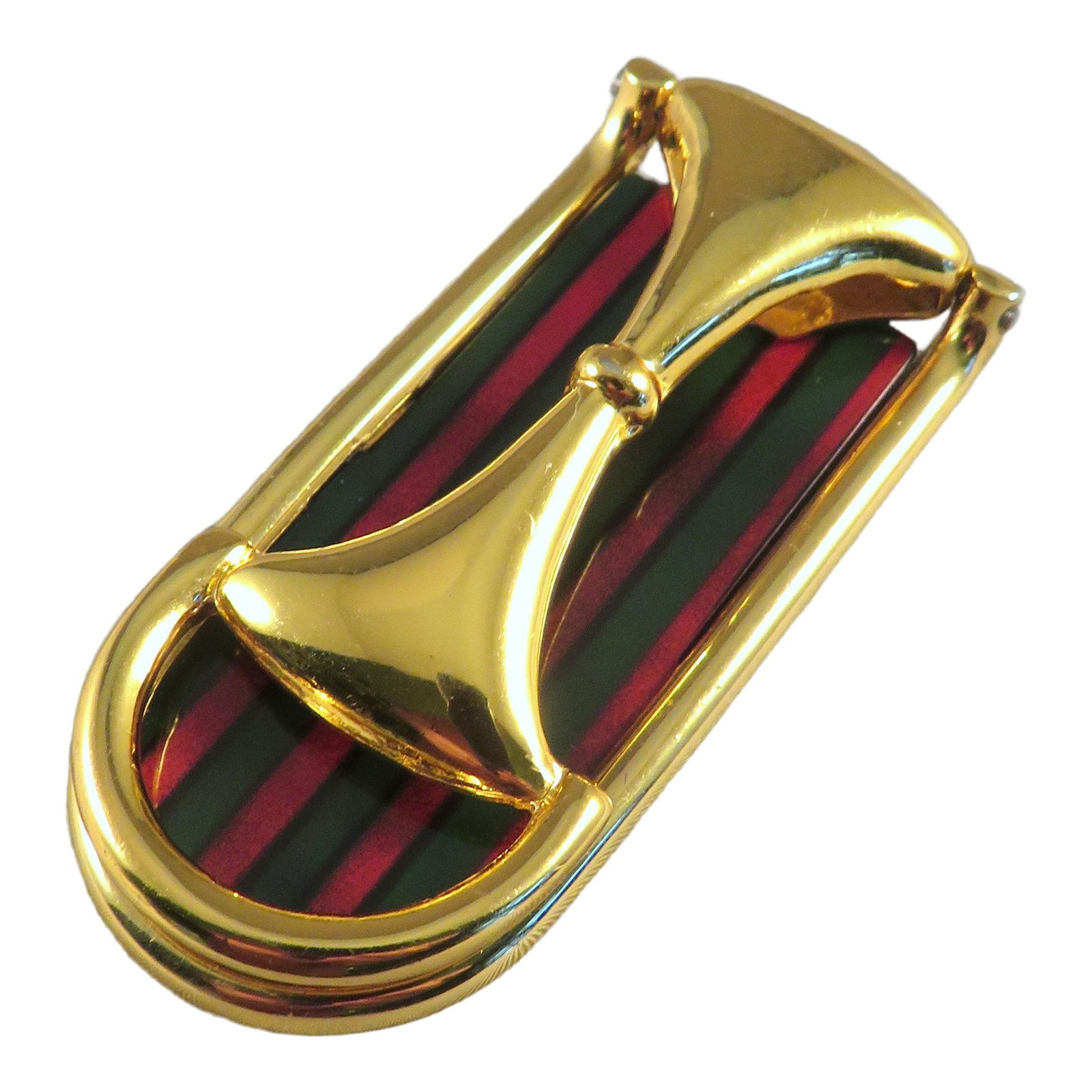 Vintage Gucci Gold & Enamel Horse Bit Money Clip: For your consideration is a signed Gucci gold horse bit and enamel money clip. This money clip has everything a collector wants to see in an authentic vintage Gucci offering - heavy gold plating, the
