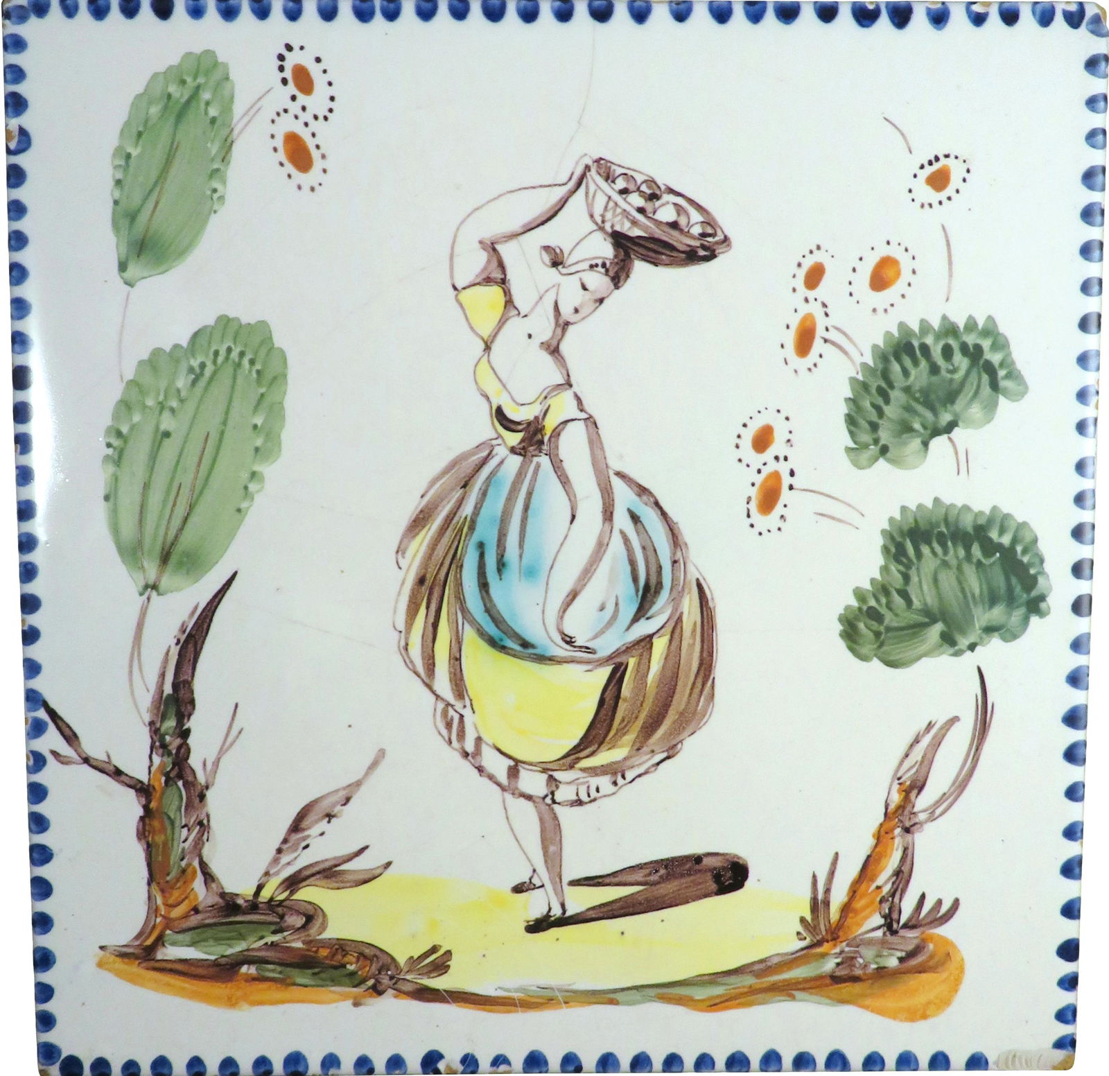 Guido Andlovitz Laveno Italian Art Deco Pottery Tile: Designer: Guido Andlovitz (1900-1971) Manufacturer: Societa Cermica Location of Manufacture: Laveno, Italy Period of Manufacture: c1930s Dimensions: 7 7/8" square For your consideration is a rare Ital