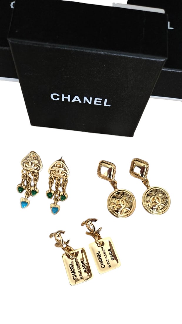 Lot of (3) Pairs of Marked Chanel Style Earrings (1 of 7)