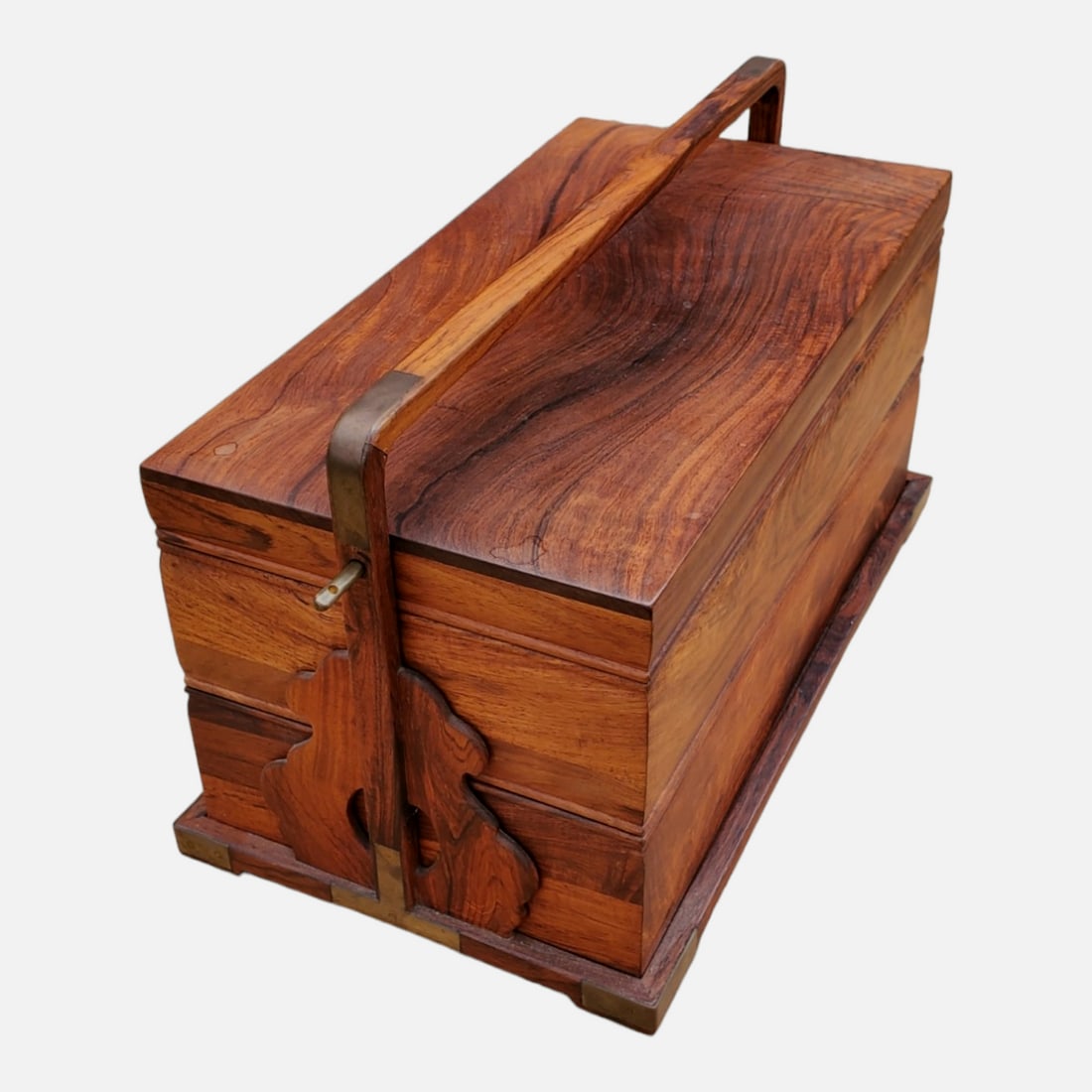 Chinese Huanghauli Three-Tiered Picnic Box with Loop Handle (1 of 12)