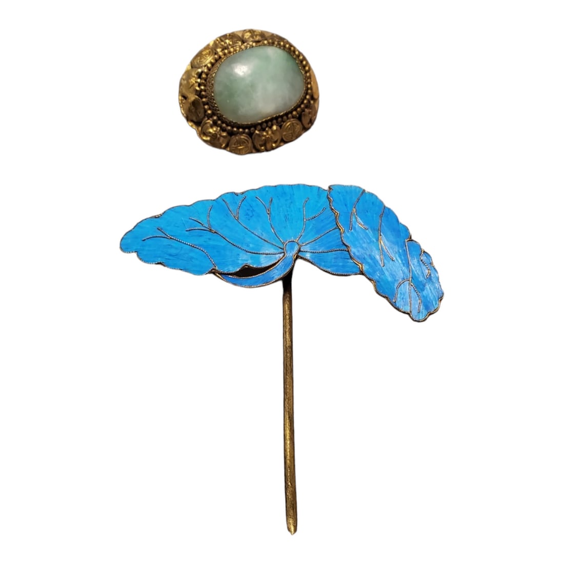 Antique Chinese Kingfisher Hair Pin & Jade Pendant with Auspicious Symbols (1 of 6)