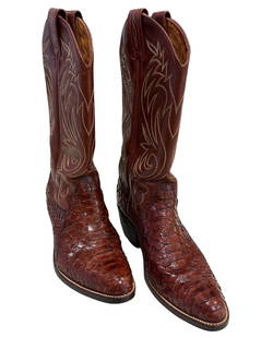 DAN POST, Boots, Python, Brown, Size 9D: Dan Post, men's boots, crafted and made to perfection in Spain. Made with genuine snake skin, foot and leather shaft. White classic stitching that adds a great look to this exotic boot. Brand: Dan Pos