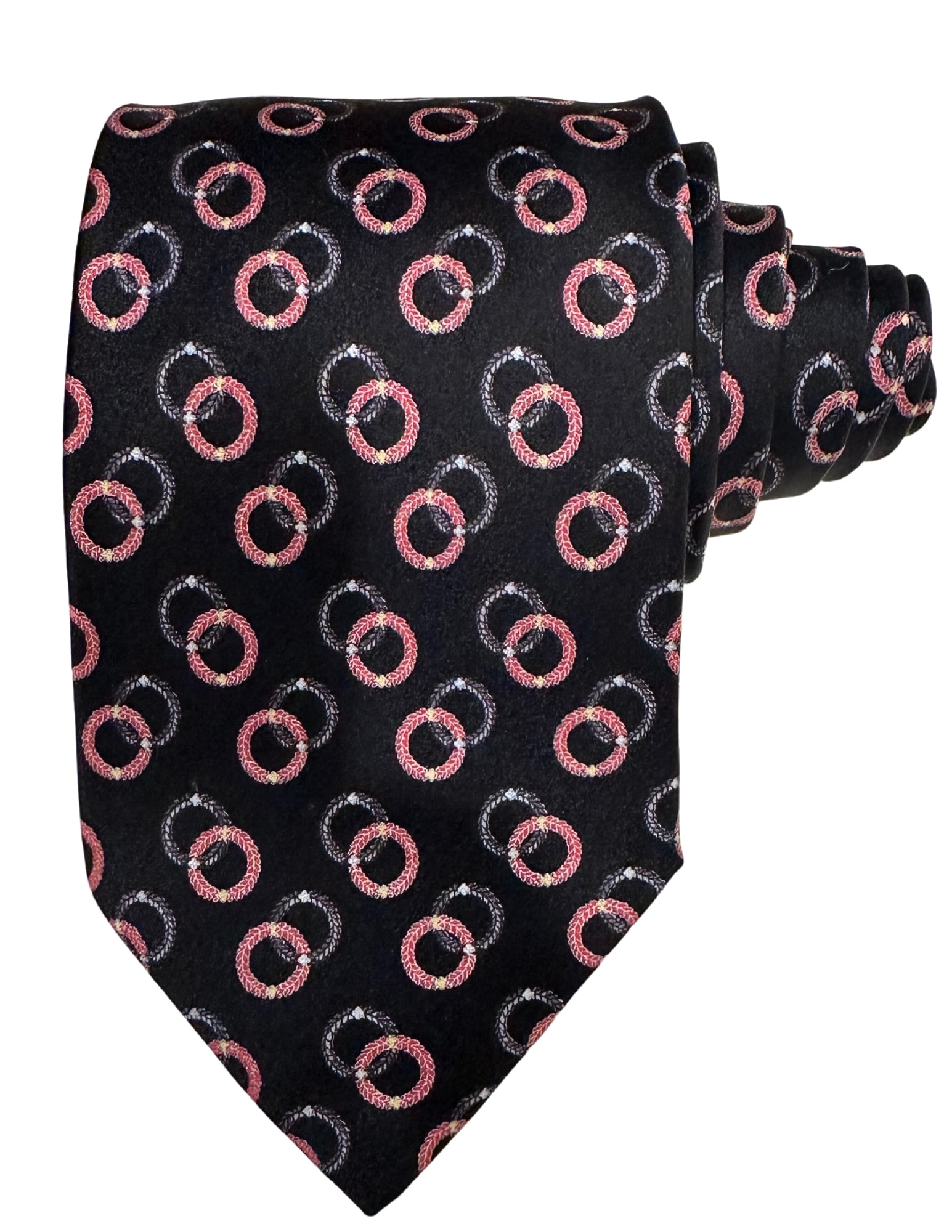 BRIONI, Men's Tie, Black Red White, Handmade, Silk: Brand: Brioni, Italy, Handmade Color: Black/Red/White (Color appearance/shade can vary due to lighting, monitors, etc.) Material: 100% Silk Width: 3 3/4 inch (9cm) Eligible for In-House Shipping