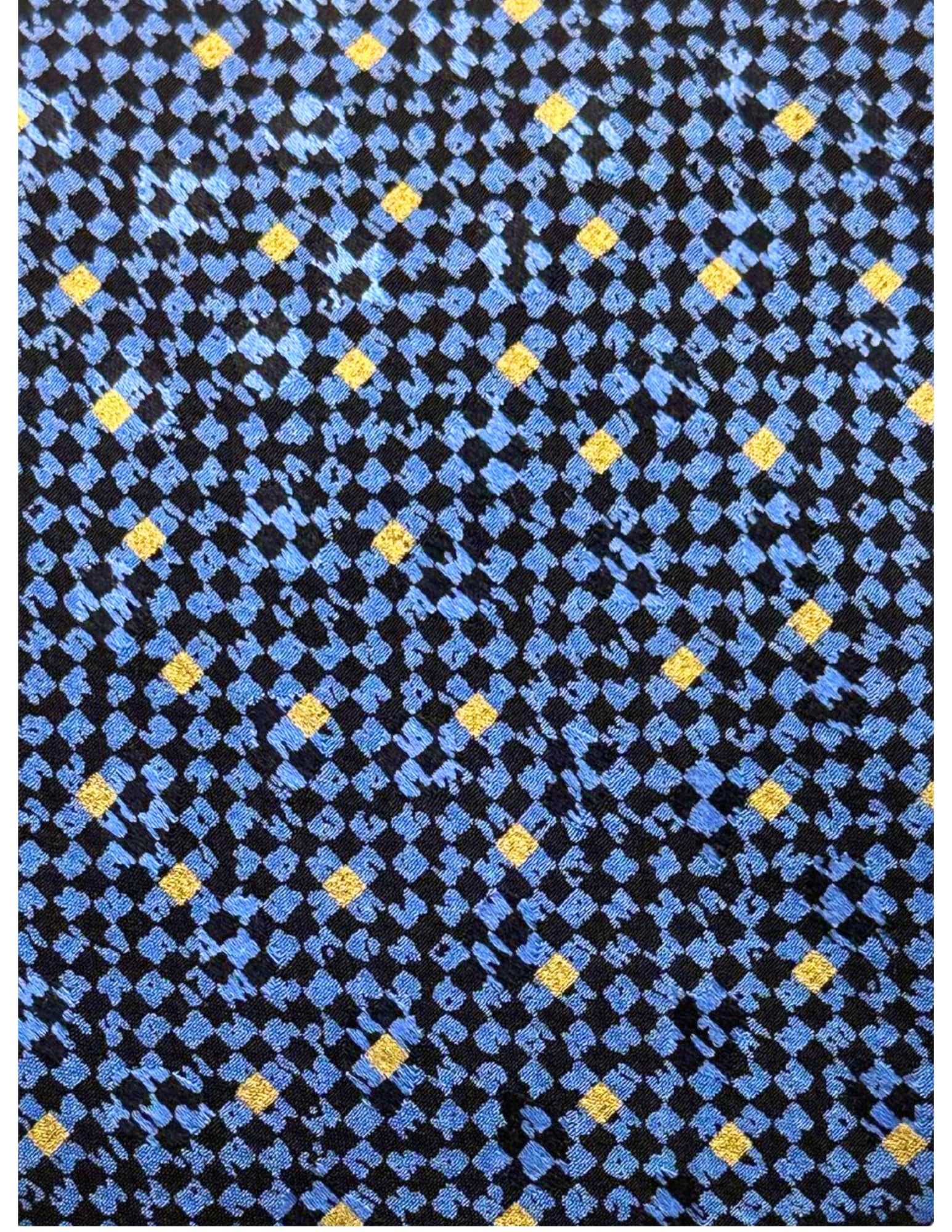 BRIONI, Men's Tie, Blue Black Gold, Geometric Diamond, Handmade, Silk: Brand: Brioni, Italy, Handmade Color: Blue/Black/Gold (Color appearance/shade can vary due to lighting, monitors, etc.) Pattern: Geometric/Diamond Material: 100% Silk Width: 3 3/4 inch ( 9cm) Eligible