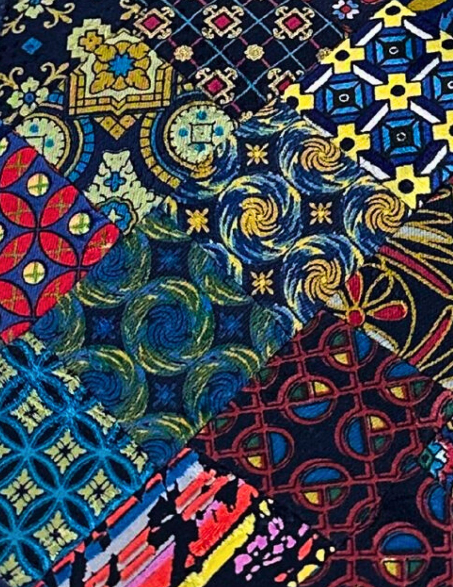 BRIONI, Men's Tie, Patchwork, Multicolor, Handmade, Silk: Brand: Brioni, Italy, Handmade Color: Multicolor (Color appearance/shade can vary due to lighting, monitors, etc.) Pattern: Patchwork Material: 100% Silk Width: 3 3/4 inch (9cm) Eligible for In-House