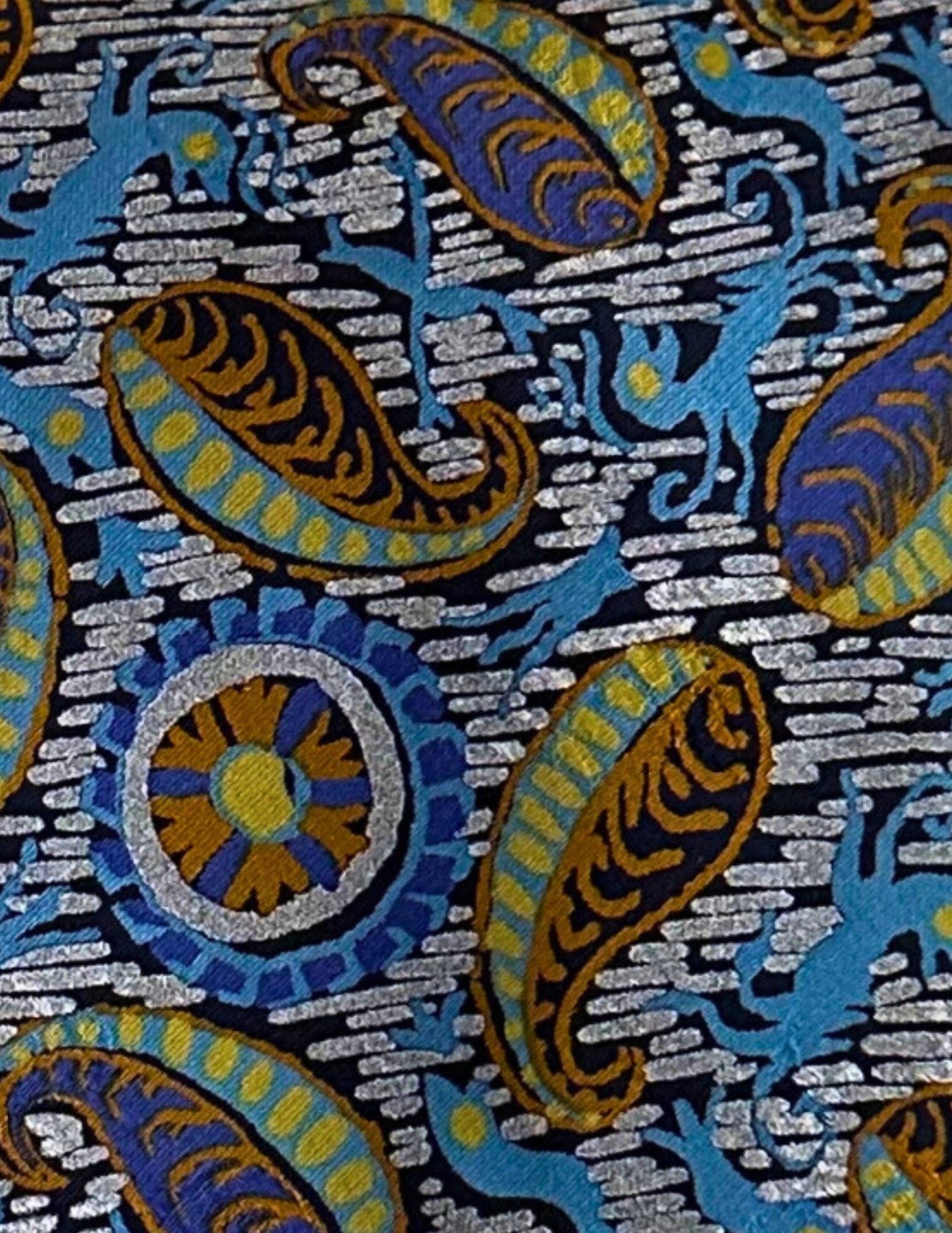 BRIONI, Men's Tie, Multicolor, Paisley, Handmade, Silk: Brand: Brioni, Italy, Handmade Color: Multicolor, Blue/Purple/Silver (Color appearance/shade can vary due to lighting, monitors, etc.) Pattern: Paisley Material: 100% Silk Width: 3 3/4 inch (9cm) Elig