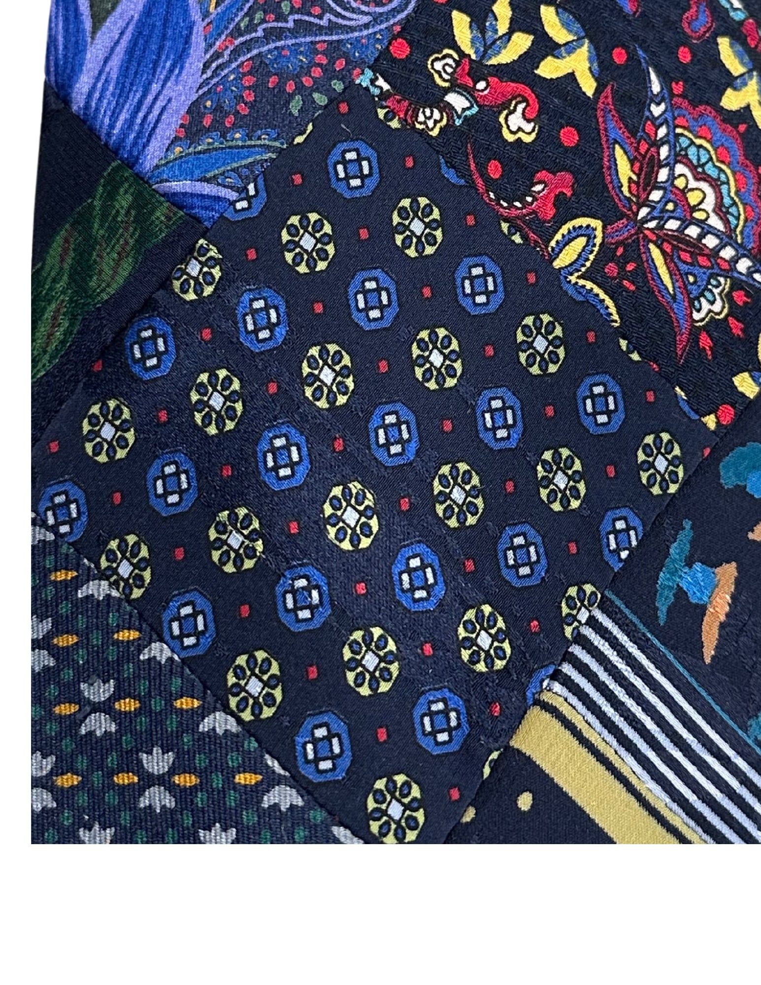 BRIONI, Men's Tie, Patchwork, Multicolor, Handmade, Silk: Brand: Brioni, Italy, Handmade Color: Multicolor (Color appearance/shade can vary due to lighting, monitors, etc.) Pattern: Patchwork Material: 100% Silk Width: 3 3/4 inch (9cm) Eligible for In-House