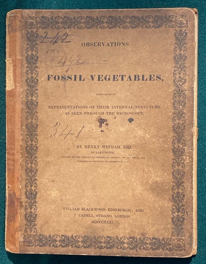 GEOLOGY and PALEONTOLOGY. - Henry Thomas Maire: Henry Thomas Maire Silvertop WITHAM (1779–1844). Observations on Fossil Vegetables. Edinburgh & London: 1831. Quarto (11 x 8 1/2in; 280 x 216mm). Six engraved plates by W.H. Lizars afte