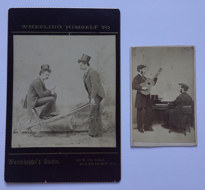 Two images: "Wheeling himself to Warmkessel's Studio" & (1 of 4)