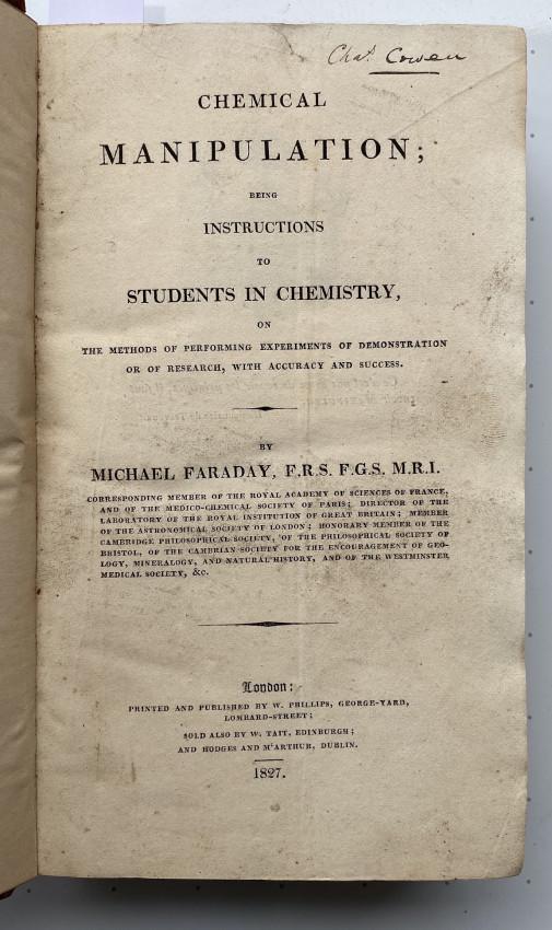 M. FARADAY Chemical Manipulation 1st ed 1827 (1 of 7)