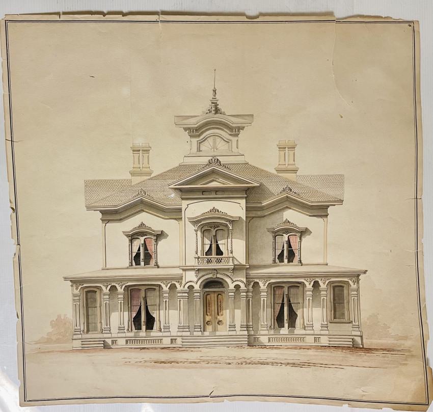 [ARCHITECTURE] Large vintage watercolor drawing (1 of 5)