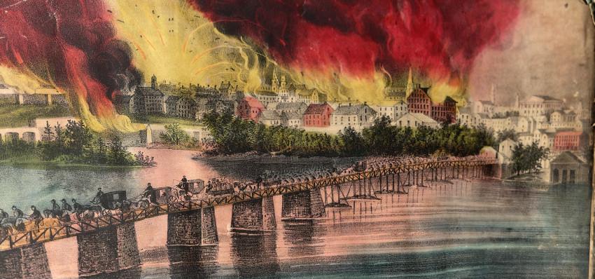 CURRIER & IVES The Fall of Richmond col. lithograph (1 of 6)