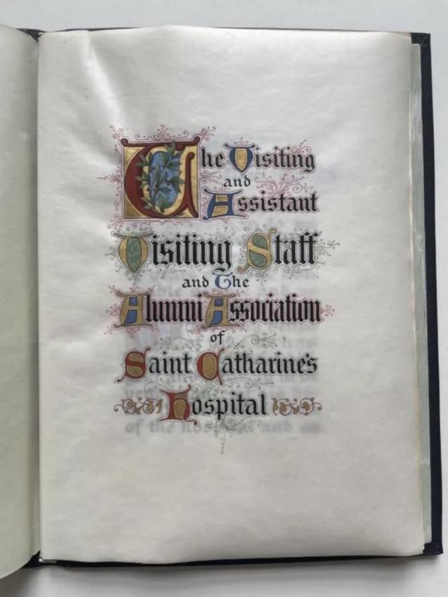 Doctor Jacob HUHS [Testimonial of gratitude to Dr Huhs]: Saint Catharine's Hospital Staff Testimonial of gratitude to Doctor Jacob Huhs Offered for sale by Denis Gouey of 'And Books Too' - for more information please contact him via email at bibliopegist@ya