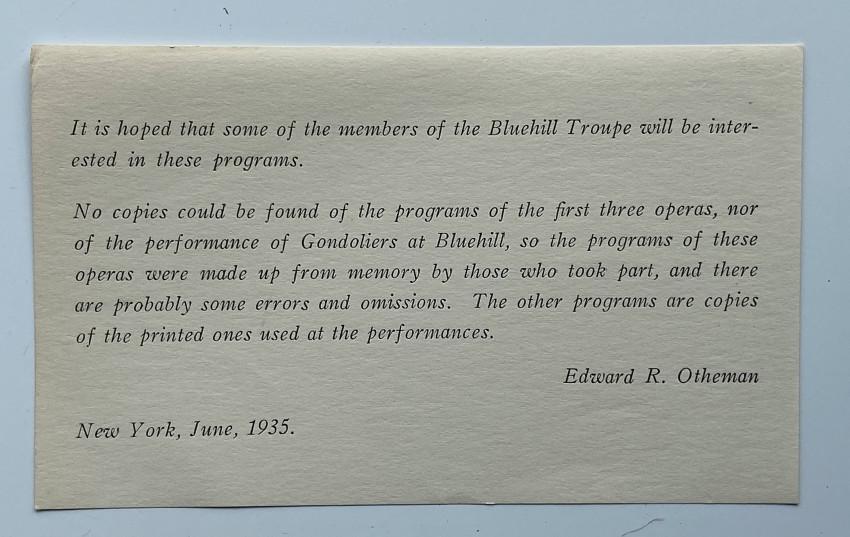 GILBERT & SULLIVAN, MILLIKEN. Blue Hill Troupe [1935]. (1 of 10)