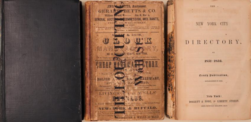 Group of three NEW YORK CITY directories, 1845-1852 (1 of 17)