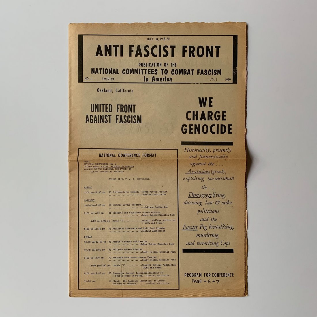 Anti Fascist Front, Vol 1, No 1, 1969 - all published (1 of 11)