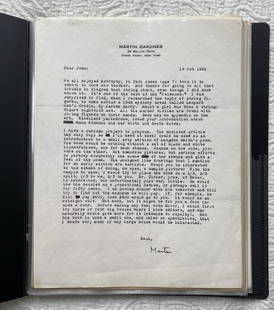 Martin Gardner: 46 original letters to John McClellan: friend, artist and mathematician, 1962-1975: Martin GARDNER (1914-2010). A series of 46 letters to John Ward McClellan , most typed (with corrections and additions in manuscript, but including a few entirely hand written, all signed