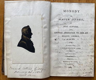 Presentation copy, an extremely rare edition [Penzance 1809] of Seward?s Monody on Major John Andre: Edward Collins GIDDY (1775-1833, editor). – Anna SEWARD (1742-1809).Monody on Major Andre, by Miss Seward. Also, letters addressed to her by Major Andre, in the year 1769. To which is