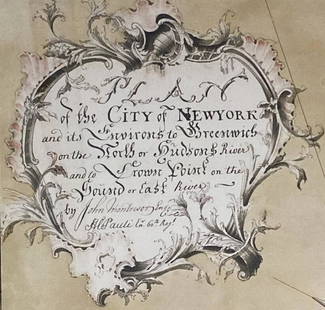 V. rare same-size print of Montresor's 1766 manuscript 'Plan of the City of New York', 1 of 3 copies: John MONTRESOR & H.C. PAULI (surveyors and cartographers).[New York City] Plan of the City of Newyork and its Environs to Greenwich on the North or Hudsons River and to Crown Point on the