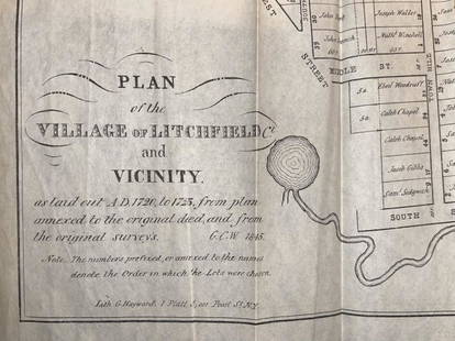 (MAP) History of the Town of Litchfield, Conn. 1845: Woodruff, George C. History of the Town of Litchfield, Connecticut. Litchfield : Charles Adams, 1845. 64 pp., map frontispiece. Stitched pamphlet, lacking front wrapper, title