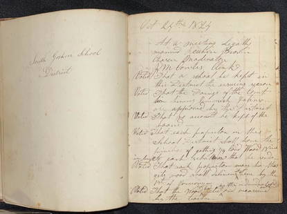 Manuscript Americana. Clerk's record book South Goshen School District 1824-1851; S Norfolk to 1904: Reuben Brown, Chosen Moderator, et al. Manuscript Americana. Record book of the clerk of the South Goshen School District 1824-1851; continued as South Norfolk to 1904Connecticut Education: