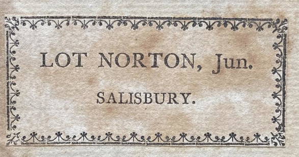 Jenyns work, from an 18th-century Salisbury Connecticut library: ex - Lot Norton's collection: From an 18th-century Salisbury Connecticut library: ex - Lot Norton's collection SALISBURY, Connecticut. - Soame JENYNS (1704-1787).A View of the Internal Evidence of Christian