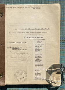 Original unpublished script on Robert Burns by Robert Watson, c.1940 + press cuttings book: Unpublished ‘magnum opus’ from a successful Scottish author + his Press Cuttings book Robert WATSON (b. Glasgow 1882 – d. California 1948). Original