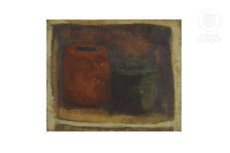 JORDI TEIXIDOR (1941) "Still Life", 1963.: Oil on canvas. Signed "Teixidor 63" on the front and "Jordi Teixidor / 1963" on the back. Measures: 54.30 x 65.50 cm; Total size: 57 x 68 cm (with frame) Provenance: Jordi Teixidor's 1963 exhibition a