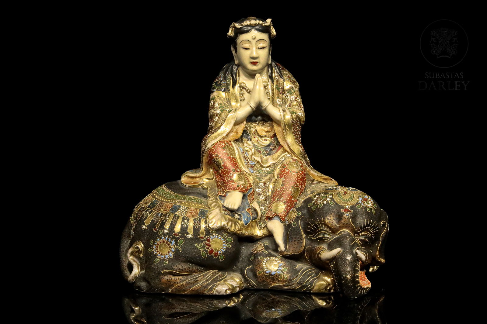 Satsuma porcelain "Guanyin with elephant",  19th - 20th century (1 of 10)