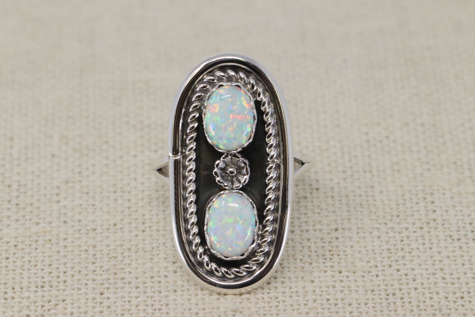 Navajo Sterling Silver Opal Ring. (1 of 4)