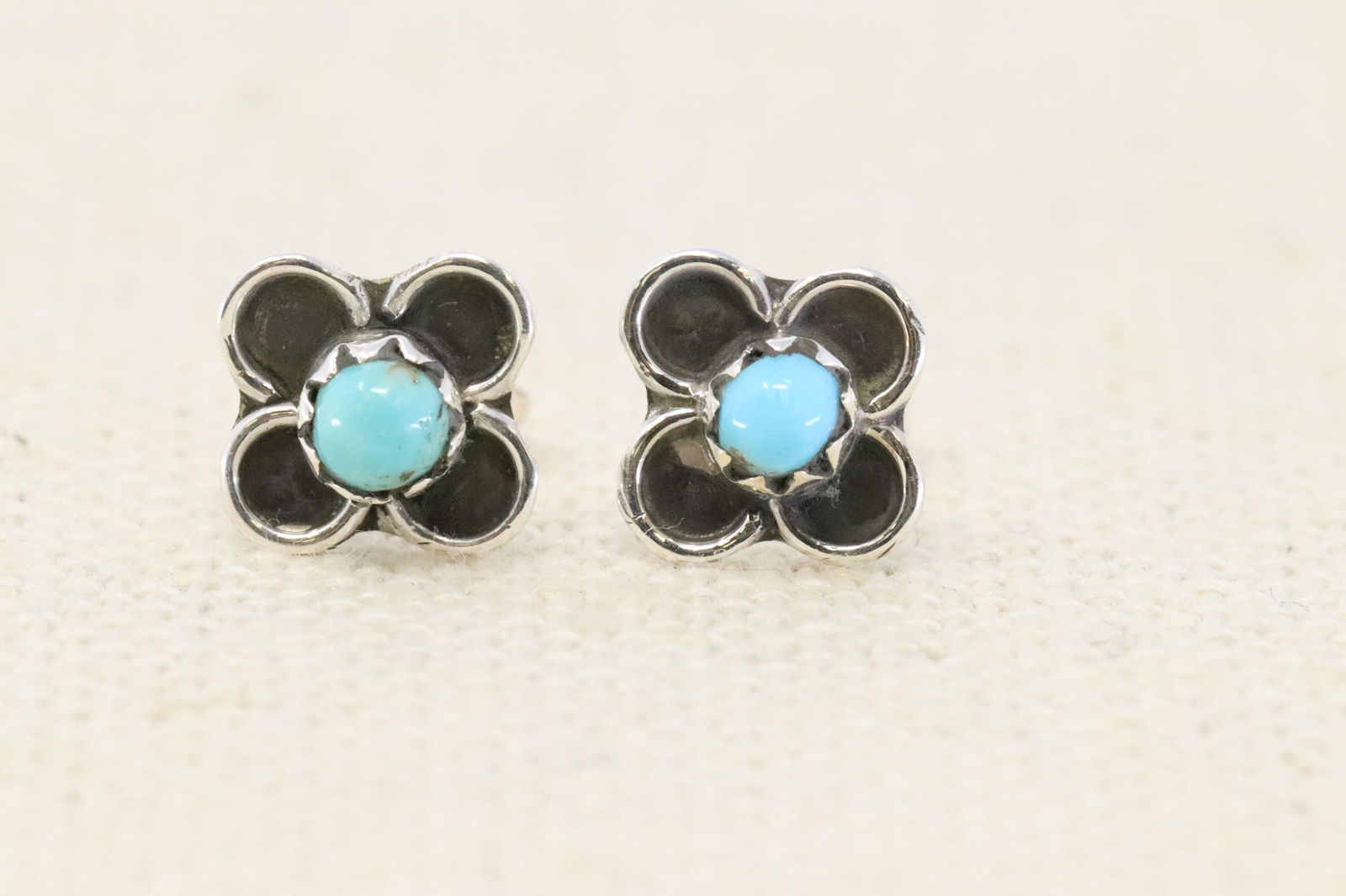 Zuni Turquoise Sterling Silver Stud Earring (1 of 2)