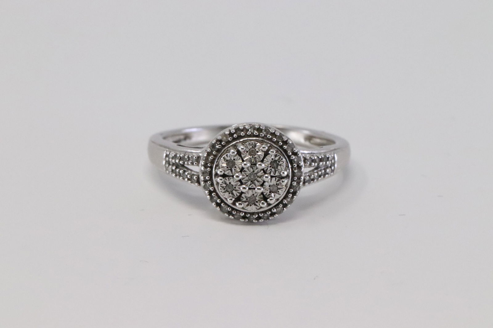Ladies Silver Diamond Ring (1 of 3)