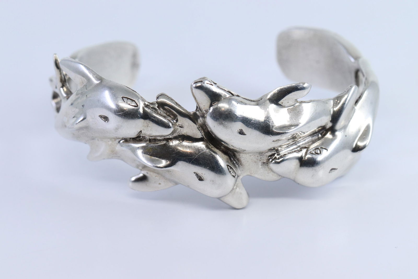 Large Dolphin 925 Silver Cuff Bracelet (1 of 3)