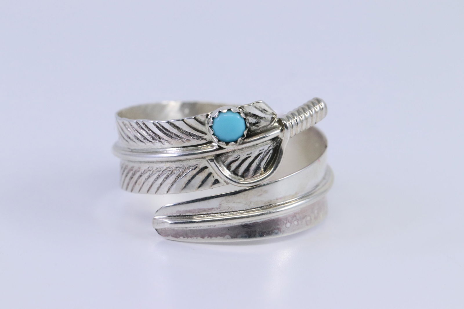 Navajo Sterling Silver Adjustable Feather Ring (1 of 3)