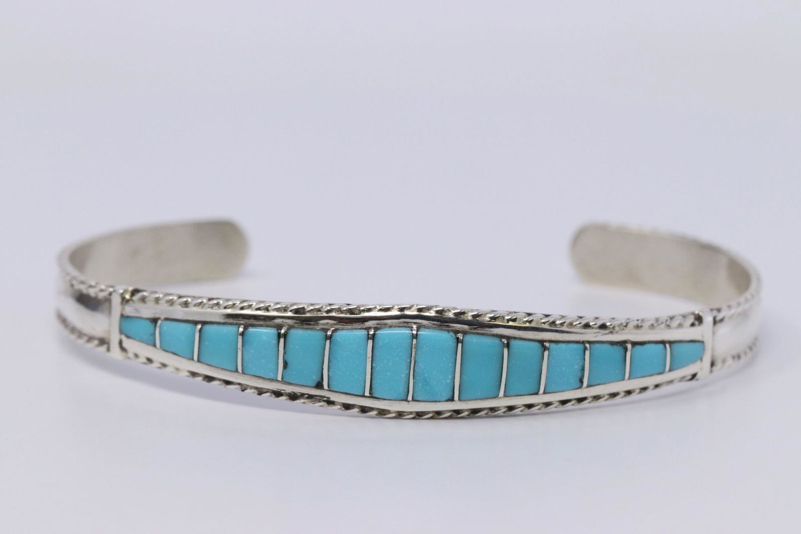 Navajo Sterling Silver Turquoise Cuff Bangle. (1 of 3)