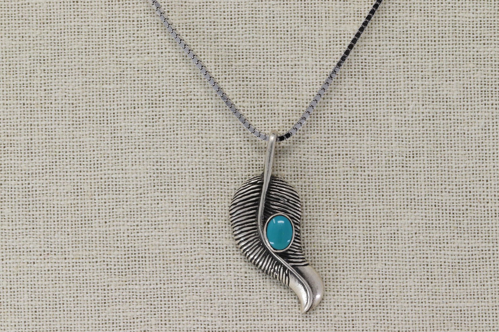 925 Silver Turquoise Leaf Pendant. (1 of 4)