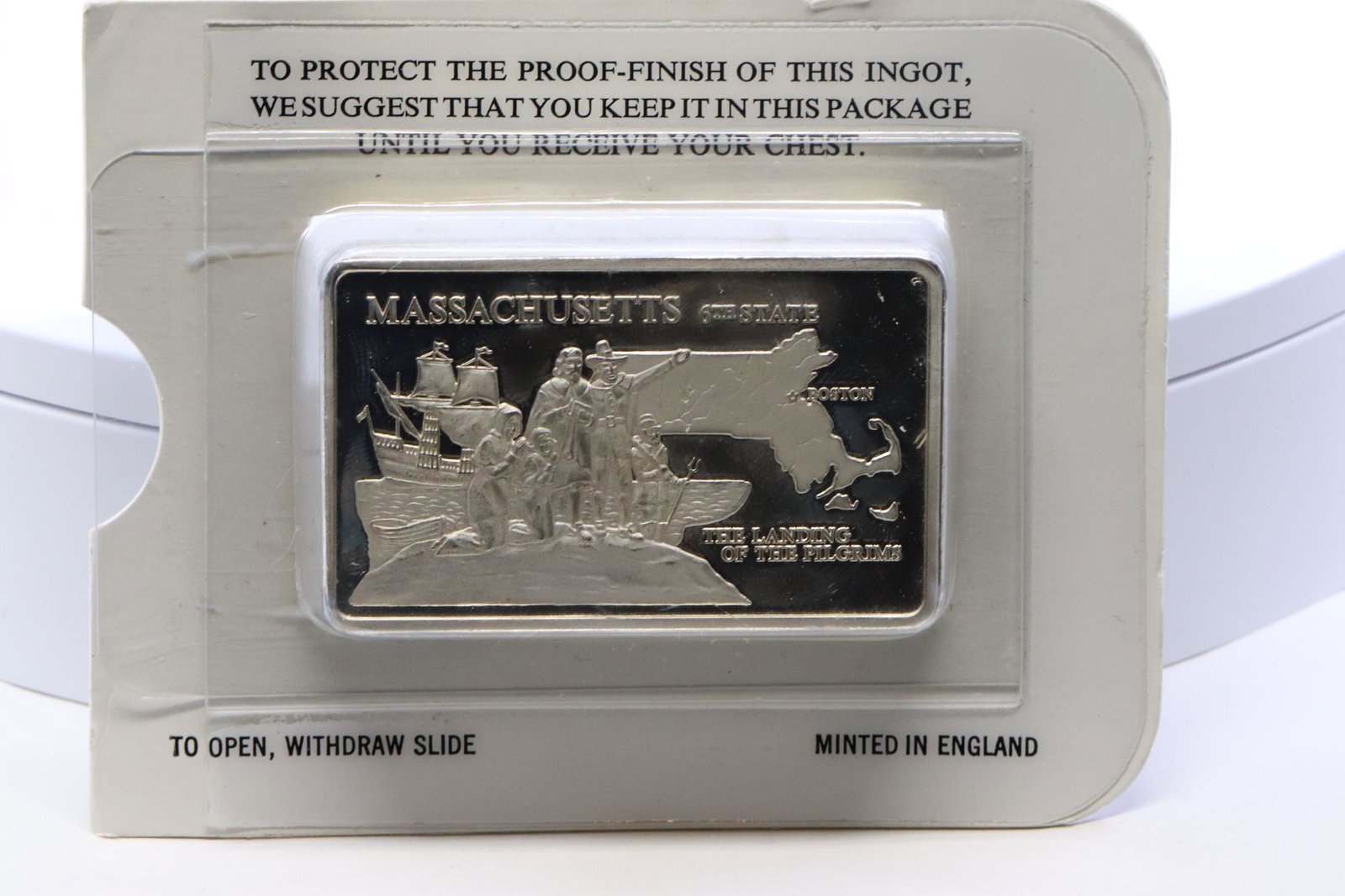 United States Silver Ingot Collection 5000 Grains 925: This is a United States Silver Ingot Collection 5000 Grains 925 Sterling Silver Bar massachusetts