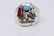 Navajo Handmade Sterling Silver Coral & Turquoise Wolf
