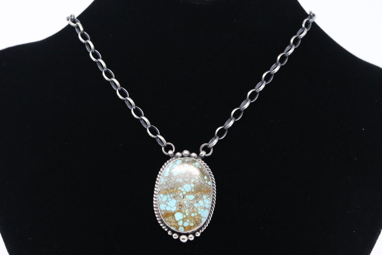 ELOUISE KEE Navajo Turquoise Sterling Silver Necklace. (1 of 4)