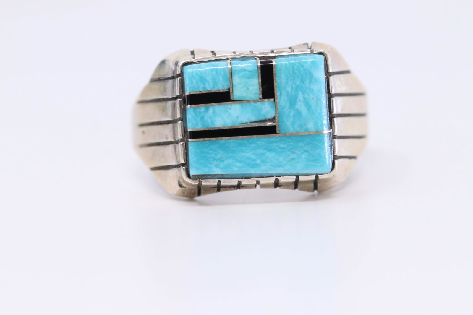 Native American Navajo Handmade Turquoise Inlay Men's (1 of 3)