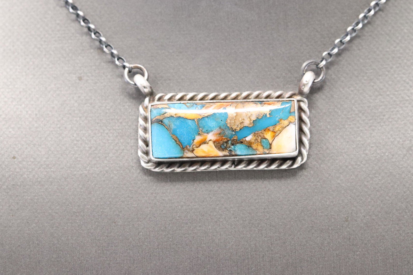 Navajo Handmade Bar Necklace Set In Sterling Silver By: This is a Navajo Handmade Bar Necklace Set In Sterling Silver By Augustine Largo. Necklace length is 17.00".