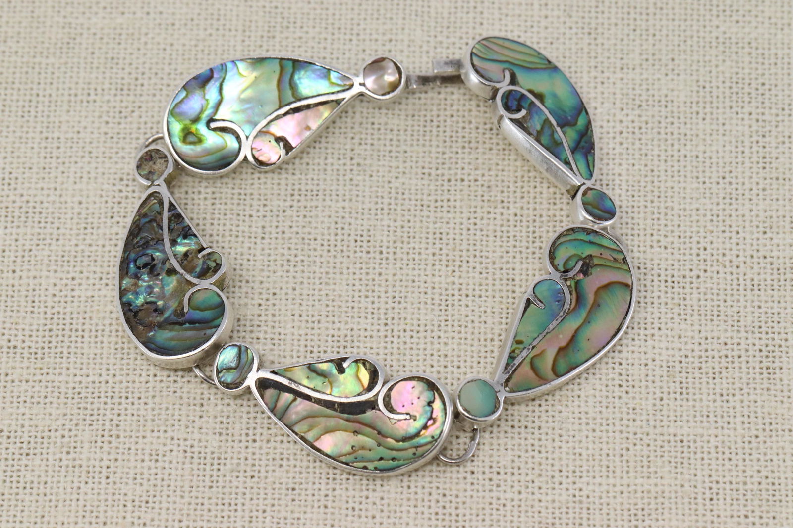 925 Silver Abalone Stone Bracelet (1 of 5)