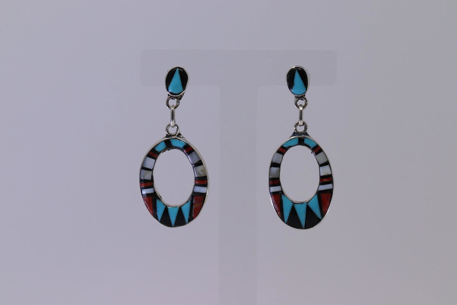 Native American Zuni Handmade Inlay Earrings (1 of 3)