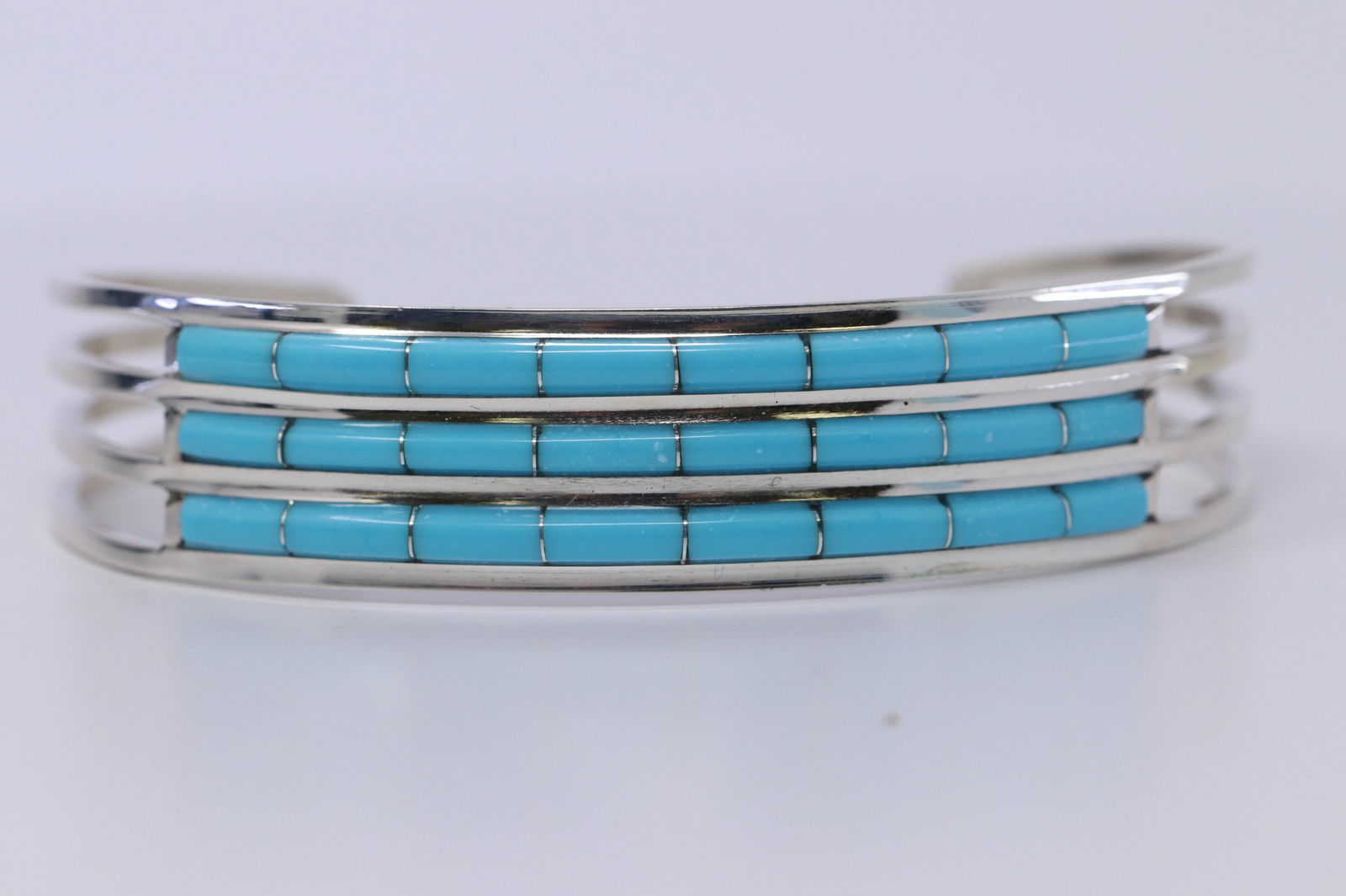 Zuni Handmade Sterling Silver Turquoise Bracelet By (1 of 3)