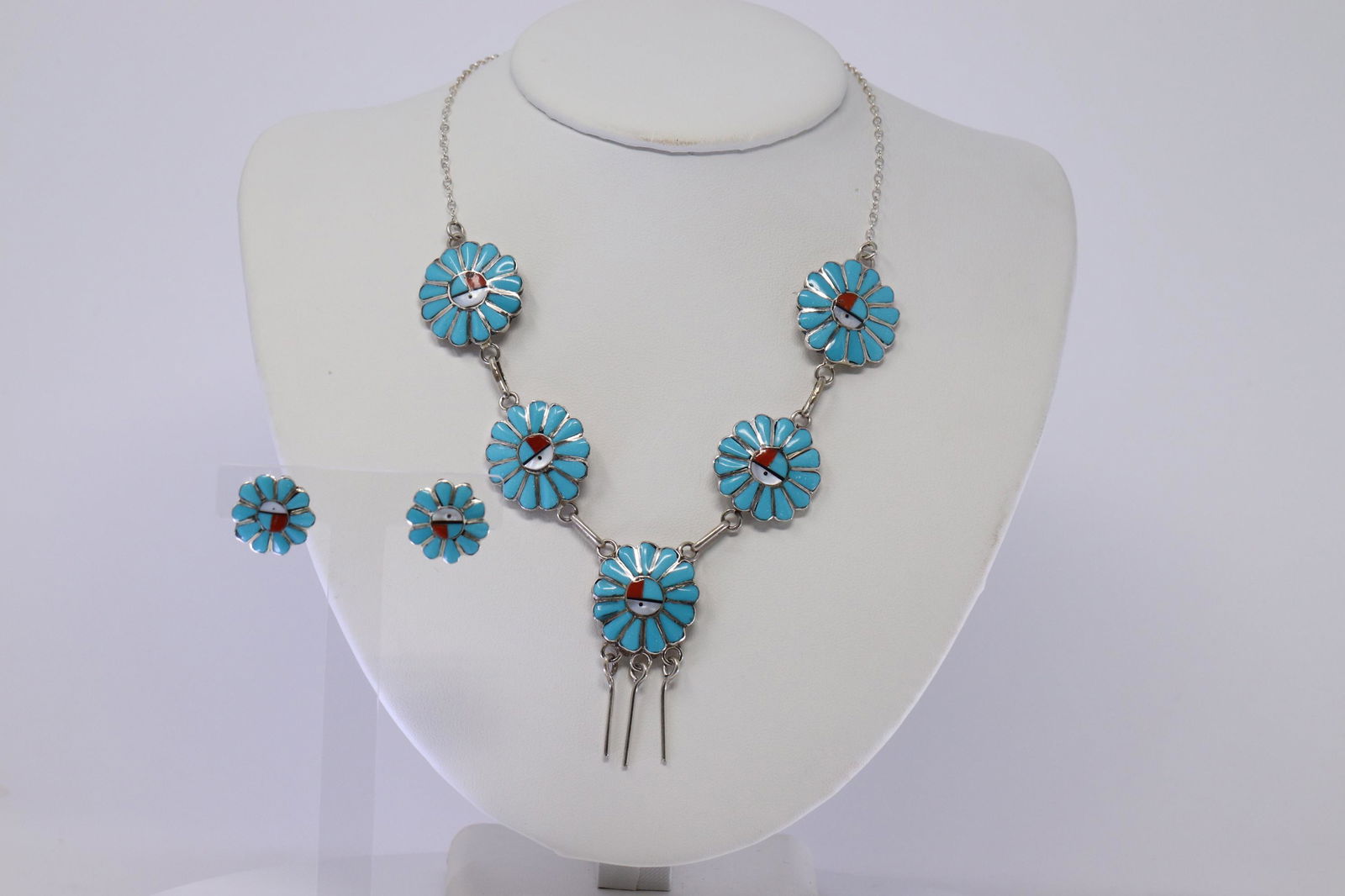 Native American Zuni Multi-Stone Inlay Sunface Silver (1 of 5)