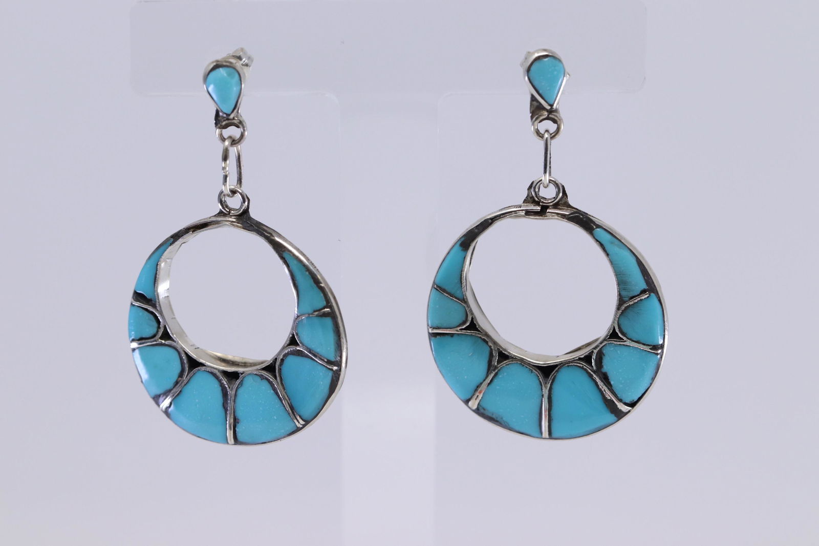 Native American Navajo Zuni Handmade Inlay Earrings (1 of 2)