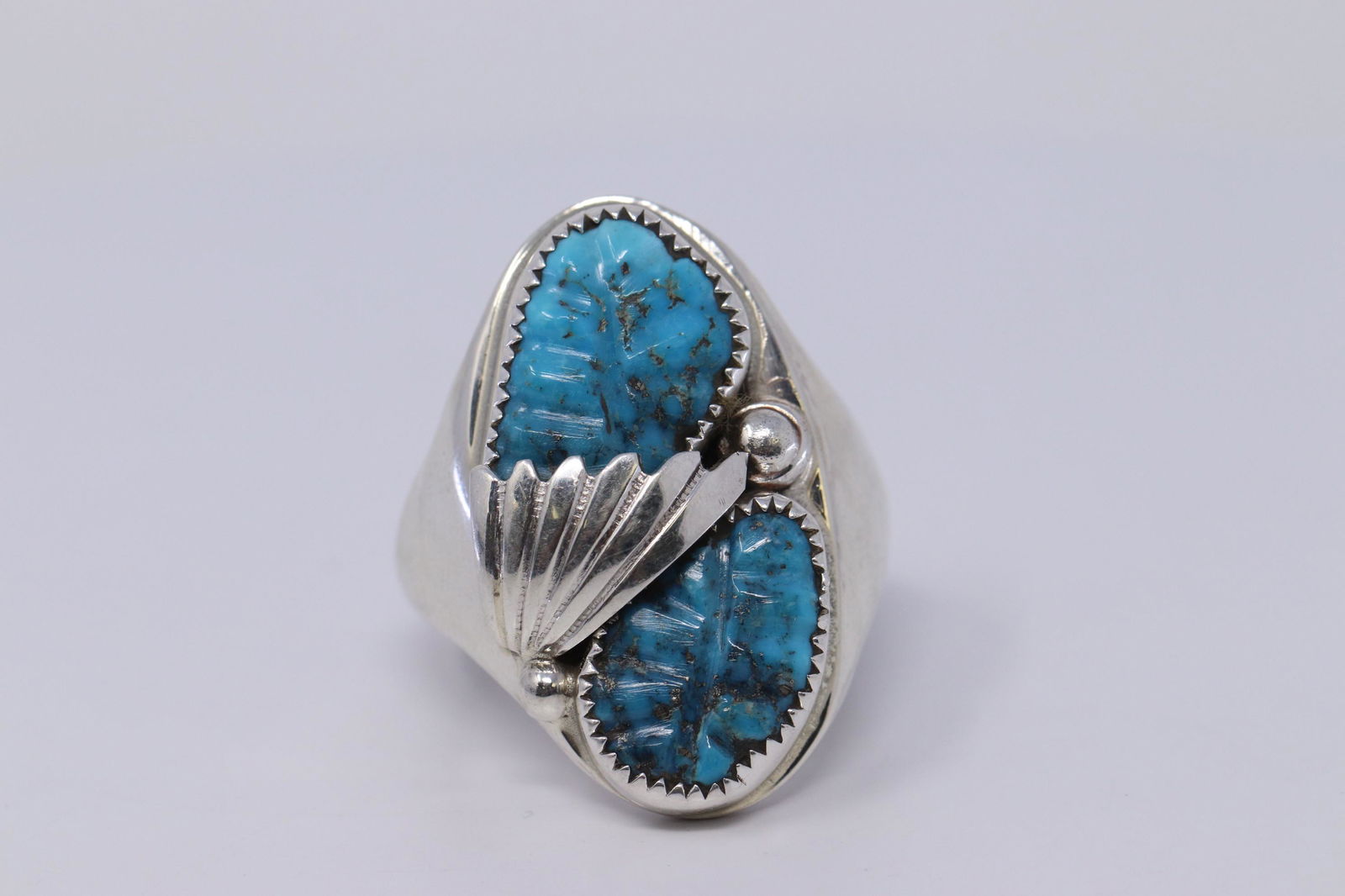 Native American Zuni Handmade Carved Turquoise Men's (1 of 3)